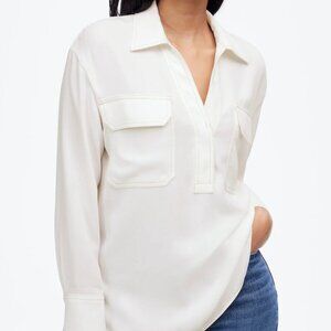 Madewell Contrast-Stitch Popover Shirt Size XXS